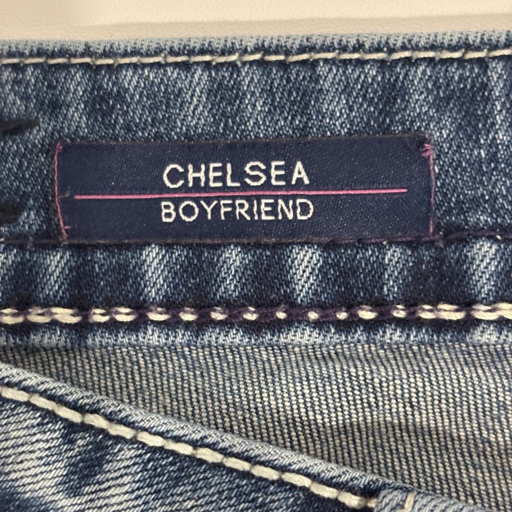 Vigoss Chelsea Boyfriend Blue Jeans Women 20 Distressed Embroidered Heritage - Picture 3 of 13